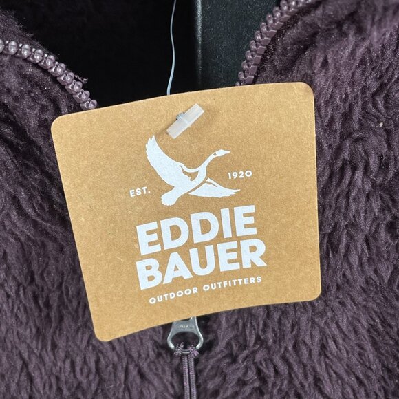 NEW Eddie Bauer Jacket Womens Large purple plush knit 1/4 zip pull over - Picture 5 of 10